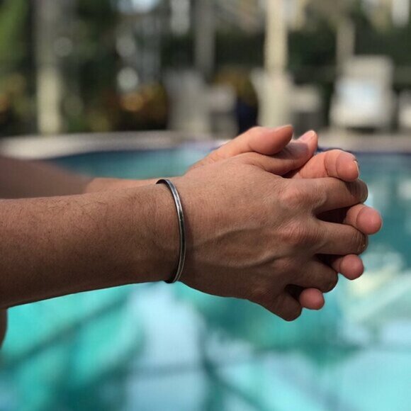 Square Open Cuff Bangle Bracelet 19g (.7oz), 3mm Wide - Picture 3 of 5